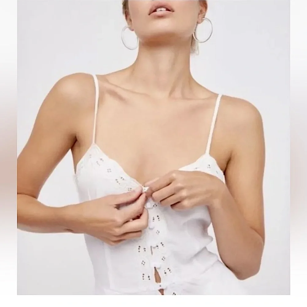 🤍NEW FREE PEOPLE EILEEN CREPE WIDE LEG LACE JUMPSUIT 8